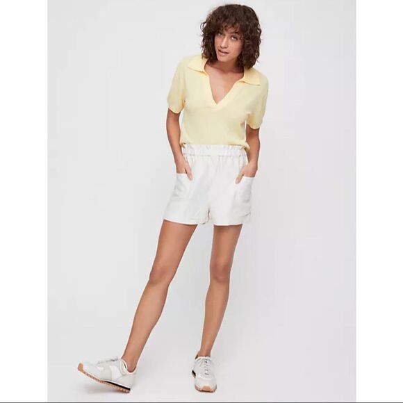 ARITZIA-WILFRED Free Harulia Linen Blend Paper-bag Waist High Rise Shorts - Picture 1 of 8